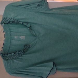 Ladies teal cotton blouse size L